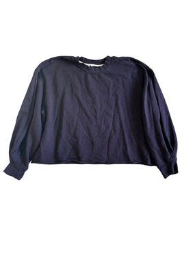 Left On Friday Women's Sz L/XL Black Cropped Long Sleeve Sweatshirt Navy